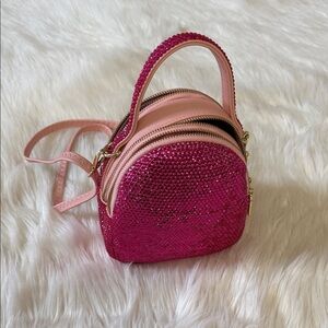 Pink Rhinestone Backpack Purse